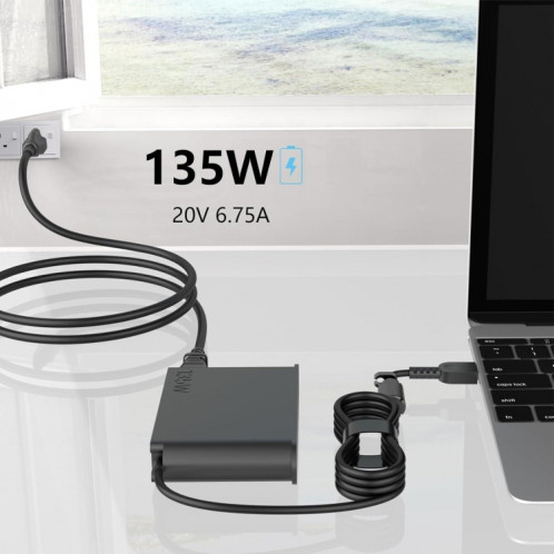 Adaptateur secteur pour ordinateur portable 135 W 20 V 6,75 A pour Lenovo Big Square USB, prise : prise britannique SH15031154-08
